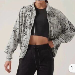 Athleta Balance Eden Floral Zipped Hoodie Jacket black/grey medium